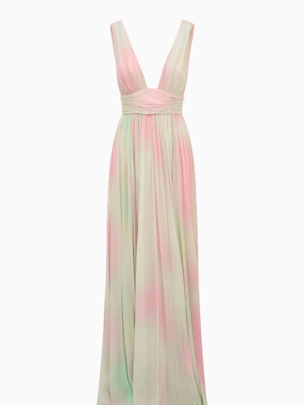 LoveShackFancy Pink and Mint Ombre V-Neck Chiffon Maxi Dress - Picture 4 of 7